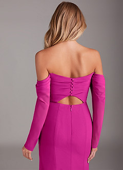Azazie Hallie Bridesmaid Dresses Fuchsia Mermaid Long Sleeve Chiffon Dress image7