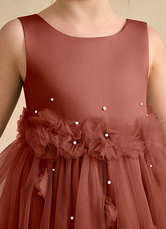 Azazie Lux Flower Girl Dresses Auburn A-Line Beaded Tulle Dress image7