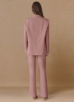front Marina Dusty Rose Refined Weave Straight-Leg Pants