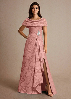 Azazie Branford Mother of the Bride Dresses Rosette A-Line Pleated Floral Burnout Dress image1
