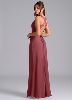 Azazie Evadne Bridesmaid Dresses Merlot A-Line Pleated Chiffon Dress image2