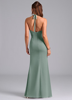 Azazie Valerie Vestidos de damas de honor Vestido Salvia Plateada de Gasa de Corte Sirena con Plisado image6
