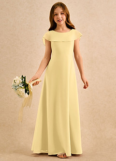 Azazie Kittie Girls Formal Abiti da Ragazza di Fiori Abito A-Line in Chiffon Burro image1