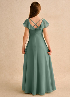 Azazie Nari Girls Formal vestidos de niña de las flores Vestido de Eucalipto de Gasa de Corte en A con Con mangas image7