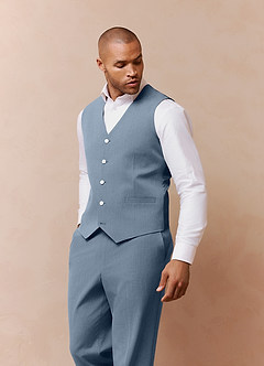 front James Dusty Blue Structured Stretch Suit Vest