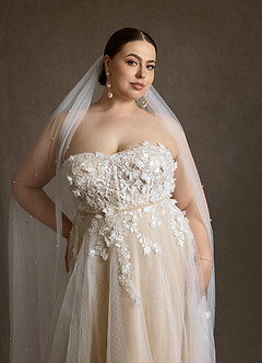 Azazie Wynery Robes de mariée Robe Princesse en Dentelle Épaules dénudées Diamant Nude image21