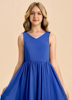Azazie Hathaway Junior Royal Blue A-Line Bow Chiffon Dress image6