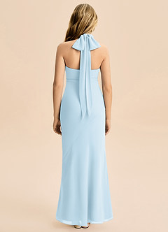 Azazie Velli Junior Vestido Céu Azul de Chiffon de sereia com Pescoço alto image2