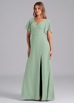 Azazie Ambrosia Bridesmaid Dresses Agave A-Line Pleated Chiffon Dress image1