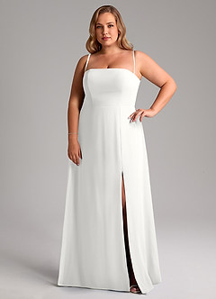 Azazie Wren Bridesmaid Dresses White A-Line Side Slit Chiffon Convertible Dress image13