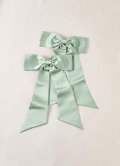 front Juego de pinzas para el cabello con lazo de satén elástico de color a juego