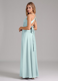 Azazie Evalleen Bridesmaid Dresses Mist A-Line Pleated Stretch Satin Dress image7