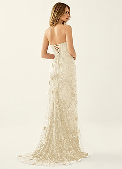 Iliana Champagne 3D Flowers Corset Beading Prom Dress image2