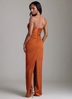 Azazie Sonora Suknie dla druhen Osłona Bez ramiączek Satyna elastyczna Do ziemi Sukienka image7