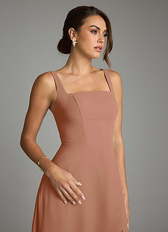 Azazie Debra Bridesmaid Dresses Bronzer A-Line with Pockets Chiffon Convertible Dress image3