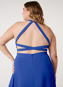 Azazie Clarice Bridesmaid Dresses Royal Blue A-Line Halter Chiffon Dress image10