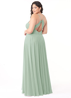 Azazie Avelina Bridesmaid Dresses Agave A-Line V-Neck Pleated Chiffon Dress image9
