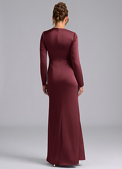 Azazie Tria Final Sale Merlot Mermaid Long Sleeve Stretch Satin Dress image2