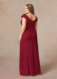 Azazie Cupid Mother of the Bride Dresses Burgundy A-Line Boatneck Lace Chiffon Dress image9