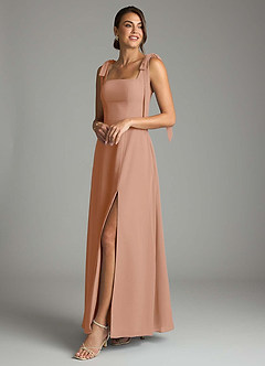 Azazie Debra Bridesmaid Dresses Champagne Rose A-Line with Pockets Chiffon Convertible Dress image8