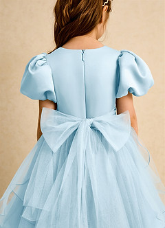 Azazie Cocoa Flower Girl Dresses Sky Blue Ball-Gown Pleated Tulle Dress image9