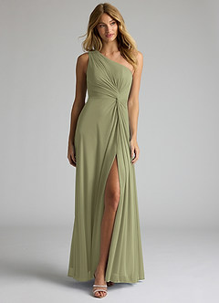 Azazie Brooke Brautjungfernkleider A-Linie One-Shoulder Gittergewebe Kleid Pistazie image4