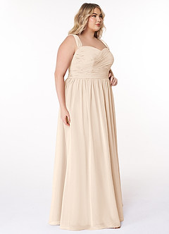 Azazie Zapheira Abiti da Damigella Abito A-Line in Chiffon Increspato Alabastro Bianco image9