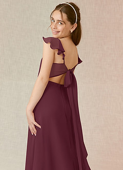 Azazie Everett Junior Vestido de Cabernet de Gasa de Corte En A image7