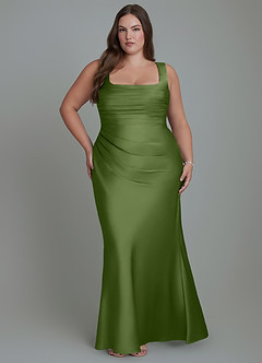 Azazie Agustina Robes de demoiselle d'honneur Robe Sirène en Satin extensible Corset Genévrier image7