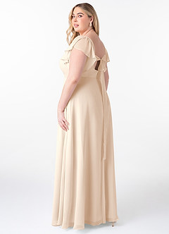 Azazie Syenna Bridesmaid Dresses White Alabaster A-Line Ruched Chiffon Dress image9