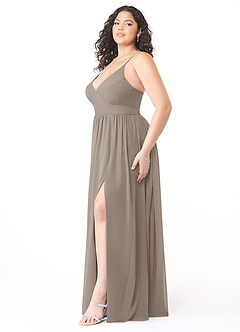 Azazie Aaida Brautjungfernkleider A-Linie Korsett Chiffon Kleid Taupe image9
