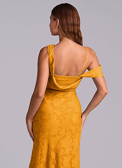 Azazie Madelyn Abiti da Damigella Abito Convertibile Sirena in Burnout Floreale Monospalla Caramello image8