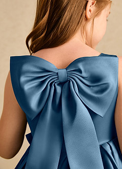Azazie Jessie Flower Girl Dresses Bermuda A-Line Bow Matte Satin Dress image7