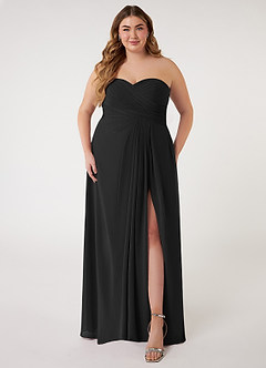 Azazie Arabella Allure Abiti da Damigella Abito Convertibile A-Line in Chiffon Scollo a Cuore Nero image12