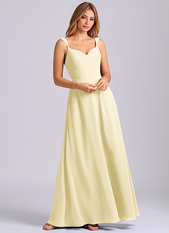 Azazie Beatrice Final Sale Lemon Sorbet A-Line Sweetheart Neckline Chiffon Dress image4
