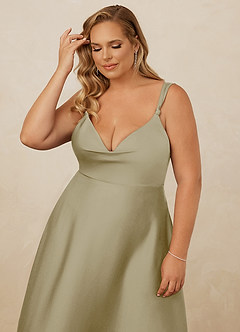 Christian Siriano Bridal for Azazie 1001 Bridesmaid Dresses Moss Green A-Line Sweetheart Neckline Stretch Satin Dress image16