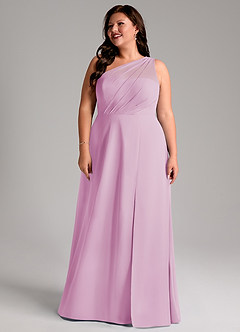 Azazie Phaedra Abiti da Damigella Abito A-Line in Chiffon Monospalla Rosa Confetto image16
