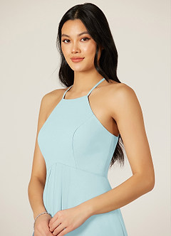 Azazie Sarah Bridesmaid Dresses Sea Glass Empire Pleated Chiffon Dress image6