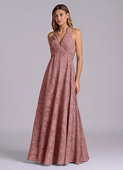Azazie Tessie Robes de demoiselle d'honneur Robe Trapèze en Blumen-Burnout Plissée Rose Poussiéreuse image3