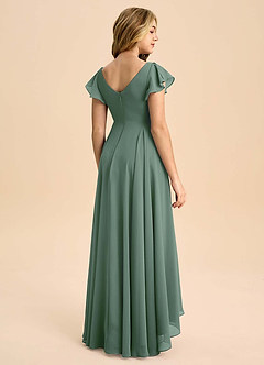 Azazie Caria Junior Eucalyptus A-Line Pleated Chiffon Dress image2