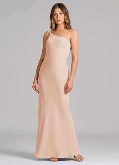 Azazie Monroe Bridesmaid Dresses English Rose Sheath One Shoulder Chiffon Dress image3
