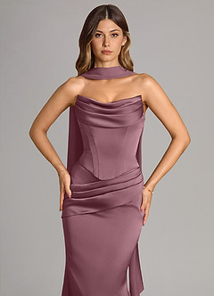 Azazie Sorrel Bridesmaid Dresses Amethyst Mermaid Strapless Stretch Satin Convertible Dress image5