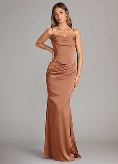 Azazie Sorrel Bridesmaid Dresses Bronzer Mermaid Strapless Stretch Satin Convertible Dress image6