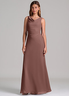 Azazie Nerine Brudtärnklänningar Klä av A-Linje i Chiffong Plisserad Espresso image4
