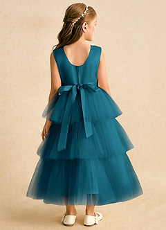 Azazie Marshmallow Robe Demoiselle D'honneur Fillette Robe Princesse en Tulle Arc Bleu Encre image2