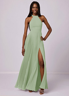 Barbie ♥ Azazie Bridesmaid Dresses Dusty Sage A-Line Pleated Chiffon Dress image1