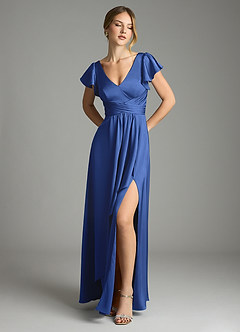 Azazie Omari Bridesmaid Dresses Royal Blue A-Line Stretch Satin Dress image1