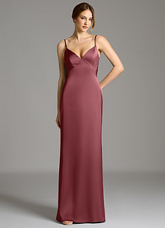 Azazie Adriane Bridesmaid Dresses Desert Rose Sheath Bow Stretch Satin Dress image1