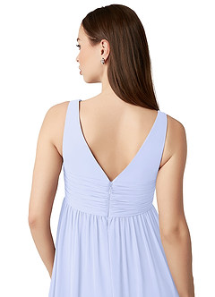 Azazie Yetta Maternity Bridesmaid Dresses A-Line V-Neck Gathered Chiffon Floor-Length Dress image3