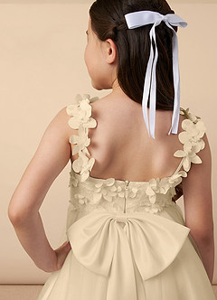 Azazie Ceres Blumenmädchenkleider Ballkleid Spitze Tüll Kleid Champagner image5